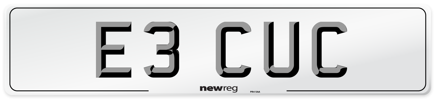 E3 CUC Number Plate from New Reg
